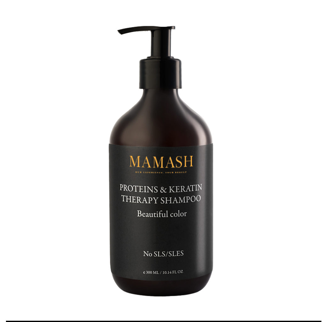 Надлегкий шампунь-терапія для волосся Mamash Proteins &amp; Keratin Therapy Shampoo з амінокислотами шовку та протеїнами кератину, 300 мл