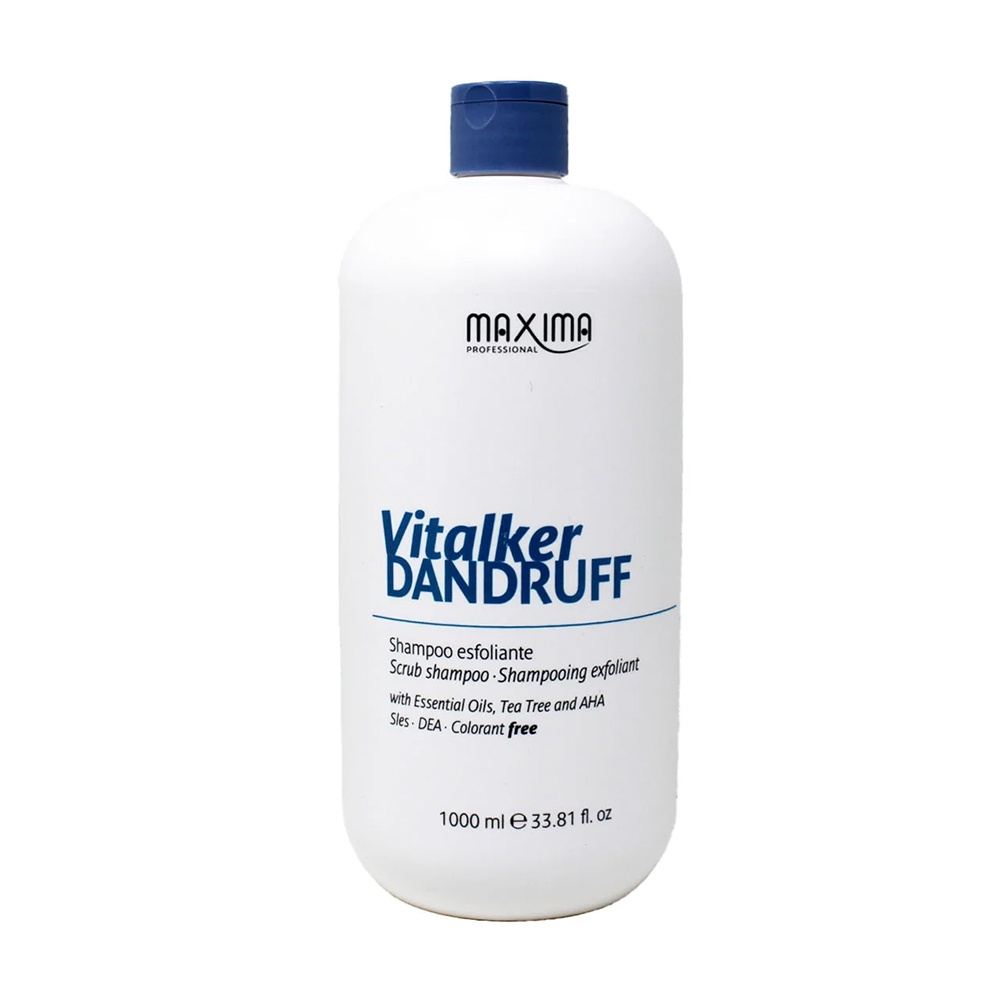 Шампунь-скраб для волосся Maxima Professional Vitalker Dandruff Shampoo проти лупи, з ефірними оліями, олією чайного дерева та АНА, 1 л
